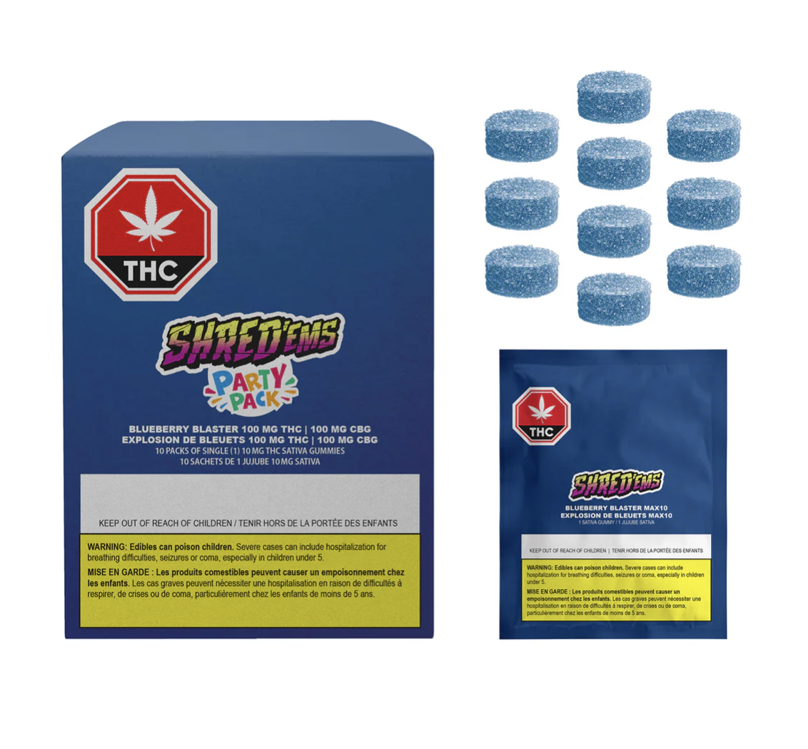 BLUEBERRY BLASTER PARTY PACK THC:CBG GUMMIES MULTI  10 X